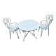 Table et chaise en fer forgé blanc