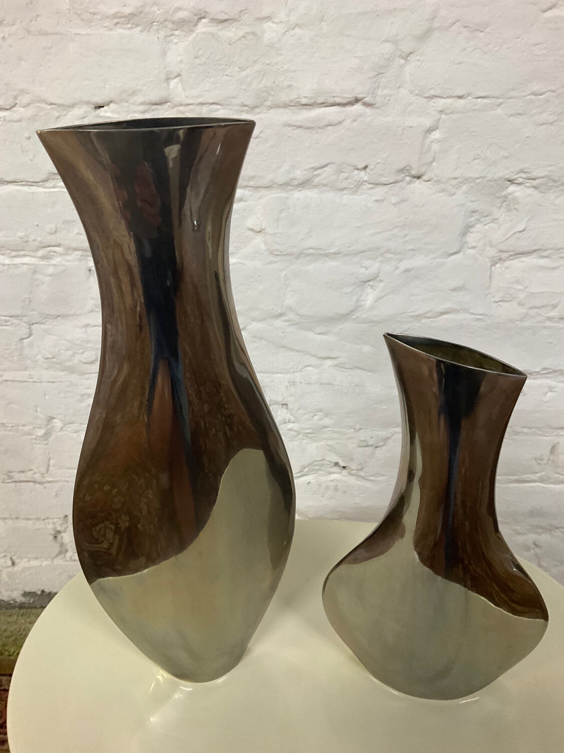 Duo of brass vases from the 60s