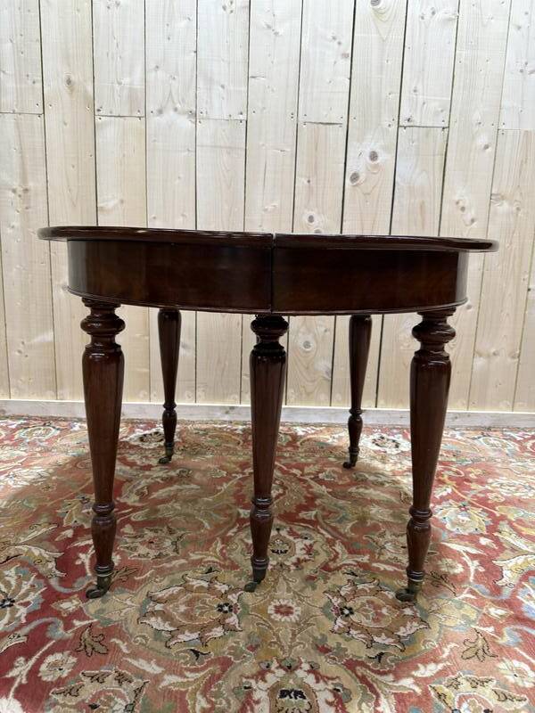 Table de salle à manger ovale en acajou style Napoléon III - Anglaise
