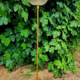Golden floor lamp with opaline glass lampshade