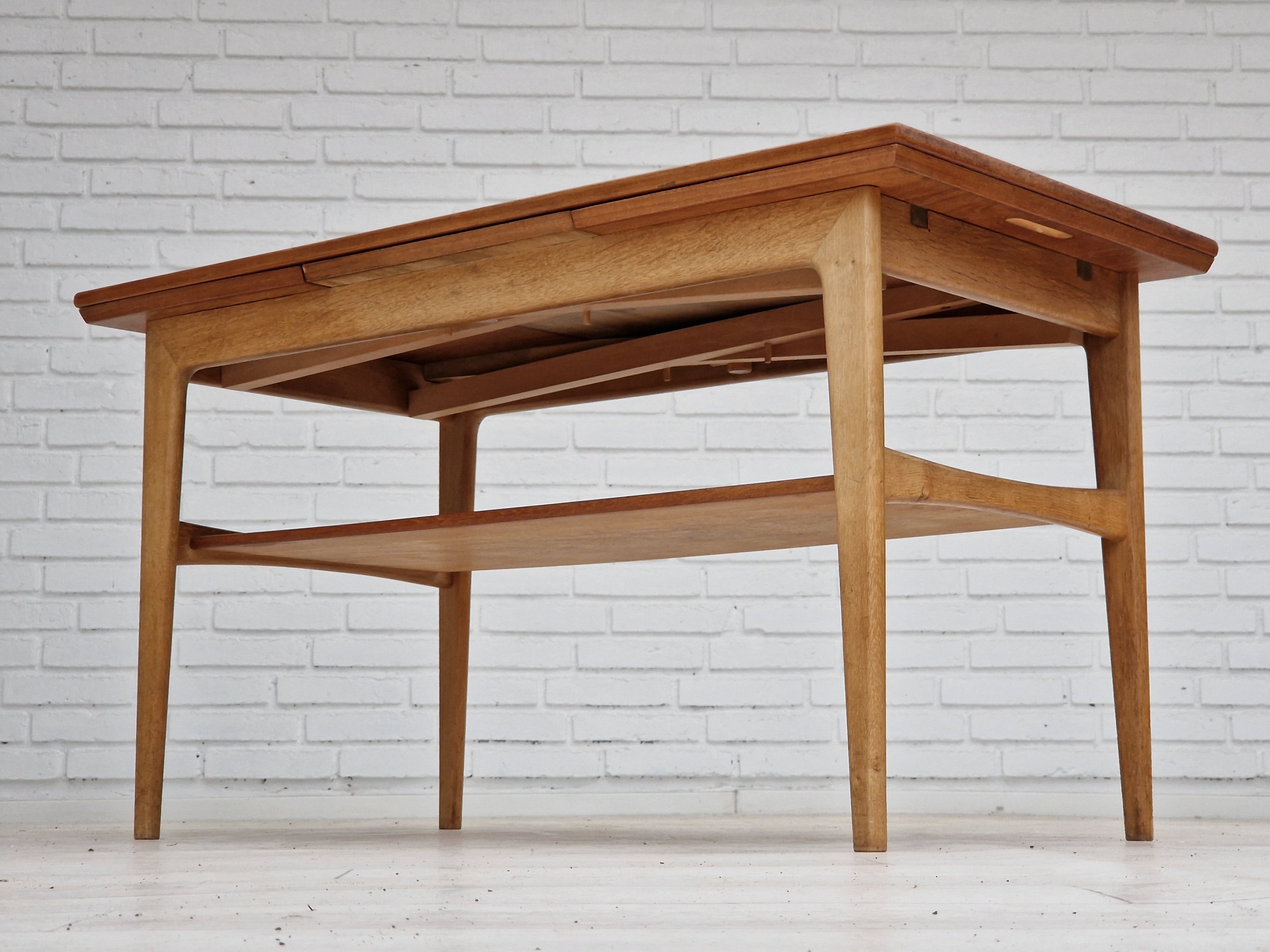1970s, Danish design, folding sofa table, teak and oak wood