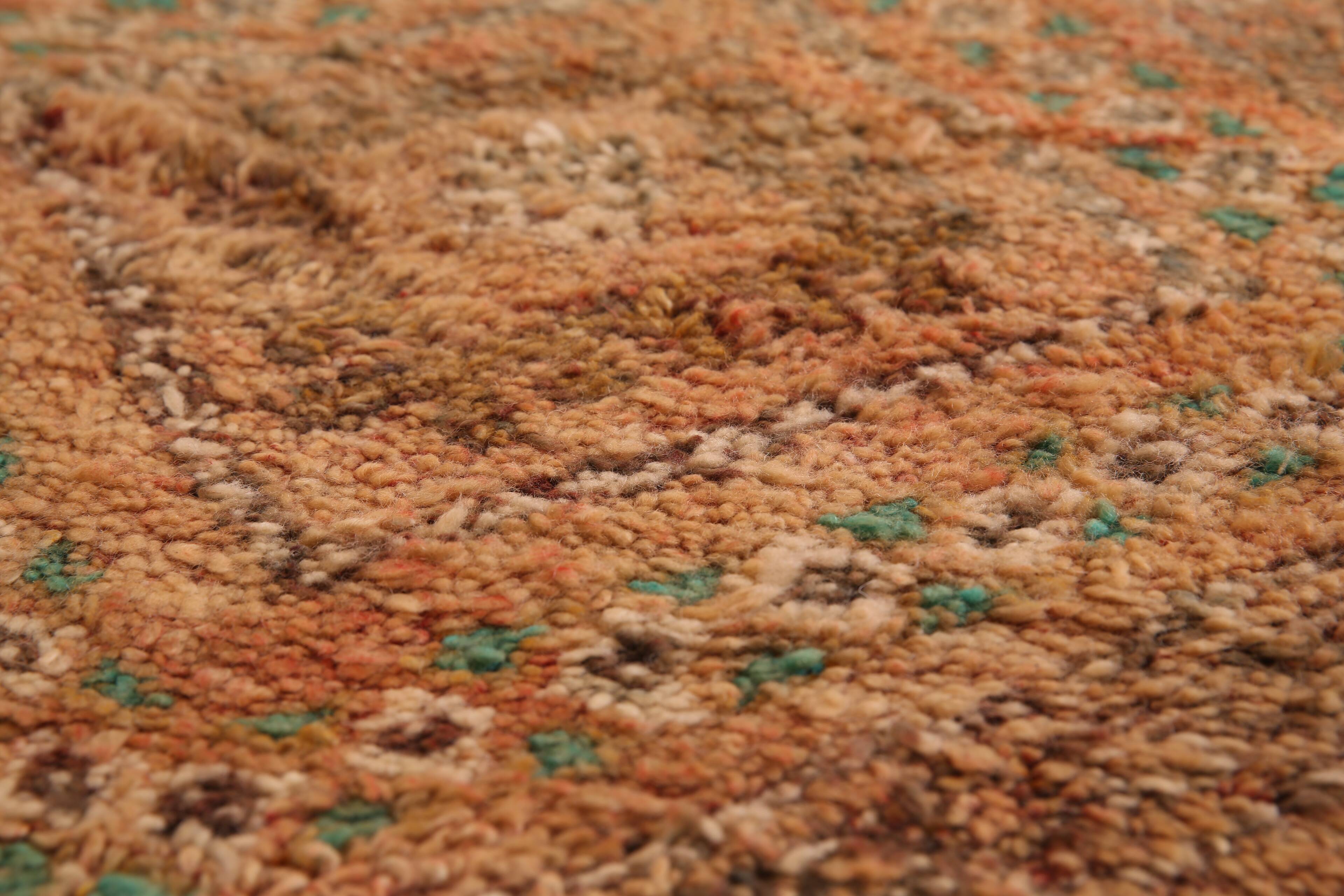 Peach Vintage Moroccan Rug 186 x 329 cm, Berber Wool Rug, Handmade Boho Rug