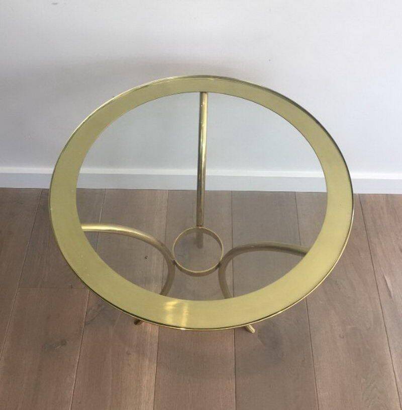 Pair of round gold side tables