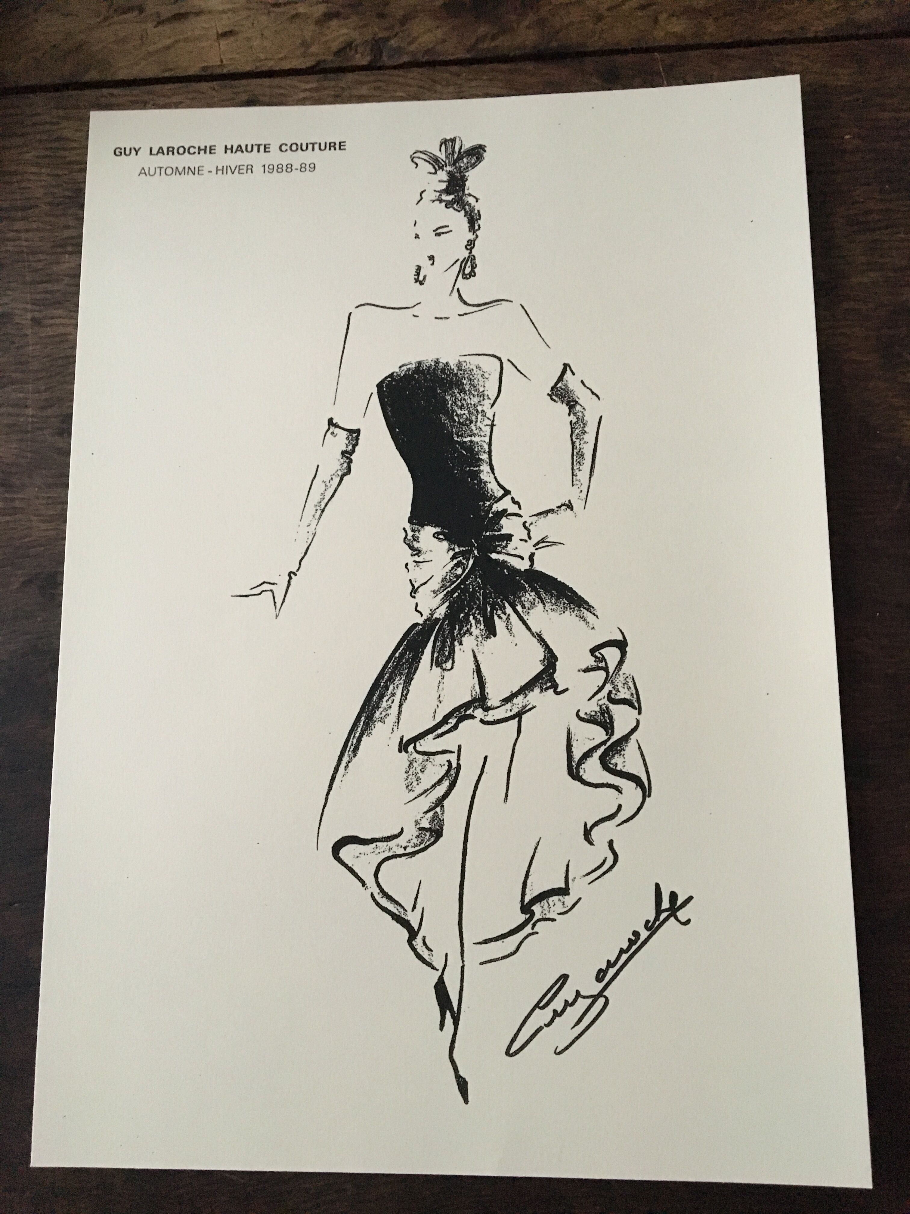 Illustration of press fashion by Guy Laroche, 80s