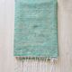 Handwoven green plaid with fine striped linen - fine fringes