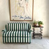 Small green striped sofa