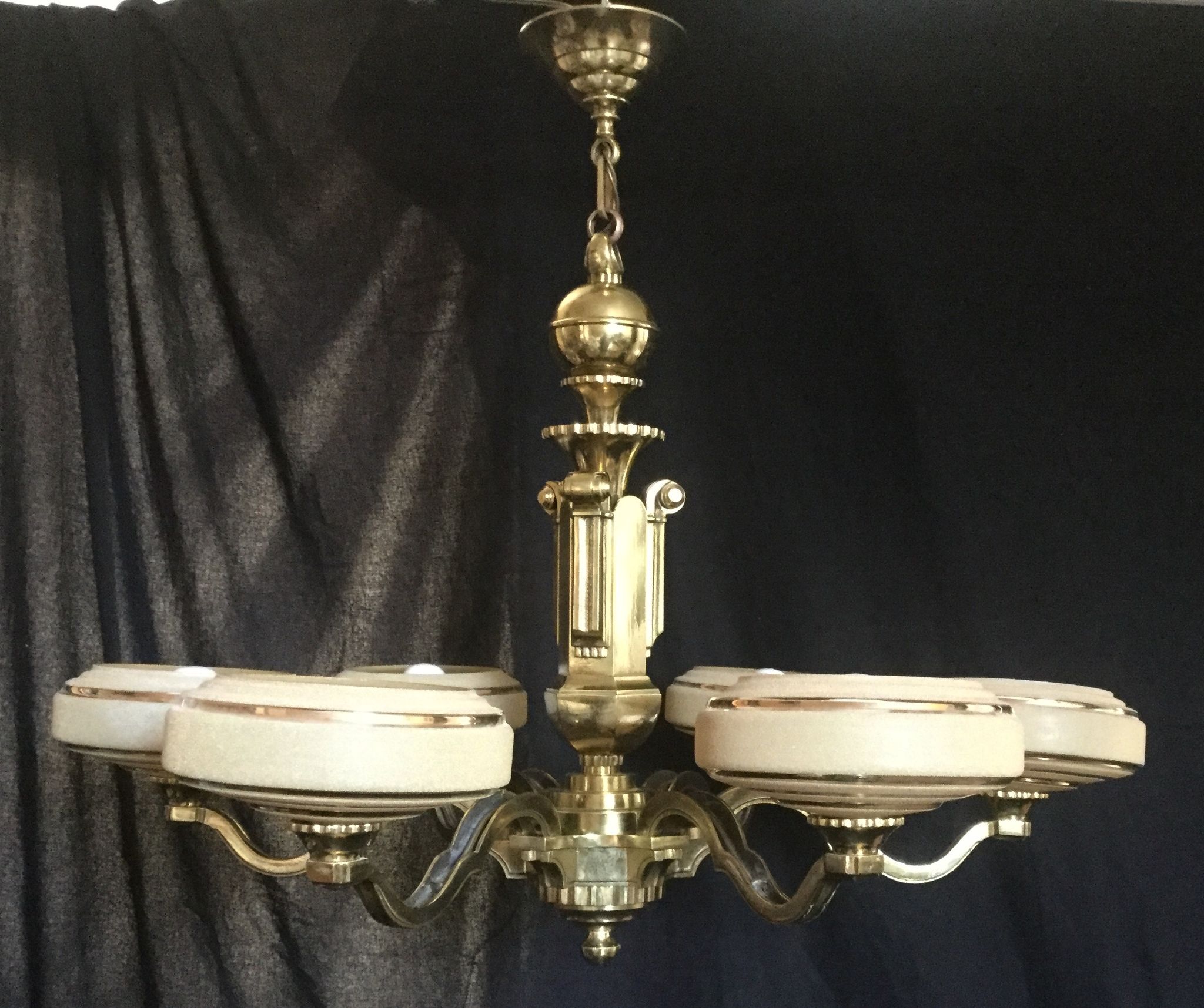 Lustre Art Déco en bronze 6 lumières