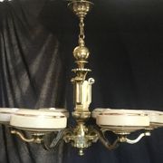 Lustre Art Déco en bronze 6 lumières