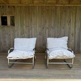 Pair of reupholstered armchairs from the 1970s.