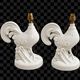 Pair of vintage rooster lamps in white glazed ceramic.