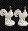 Pair of vintage rooster lamps in white glazed ceramic.
