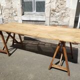 Farm or workshop table on trestles