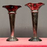 Vases en métal argenté