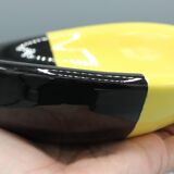 Ancienne ceramique vide poche design vintage noir jaune
