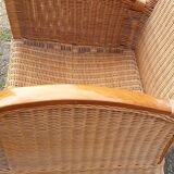 Rattan and bamboo armchair