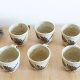 Set of 6 signed pyrite stoneware cups