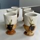Set of 6 vintage ceramic footed coffee cups – artisanal style