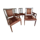 Ensemble Arts & Crafts 1900-1925 – 2 armchairs and 2 solid wood chairs
