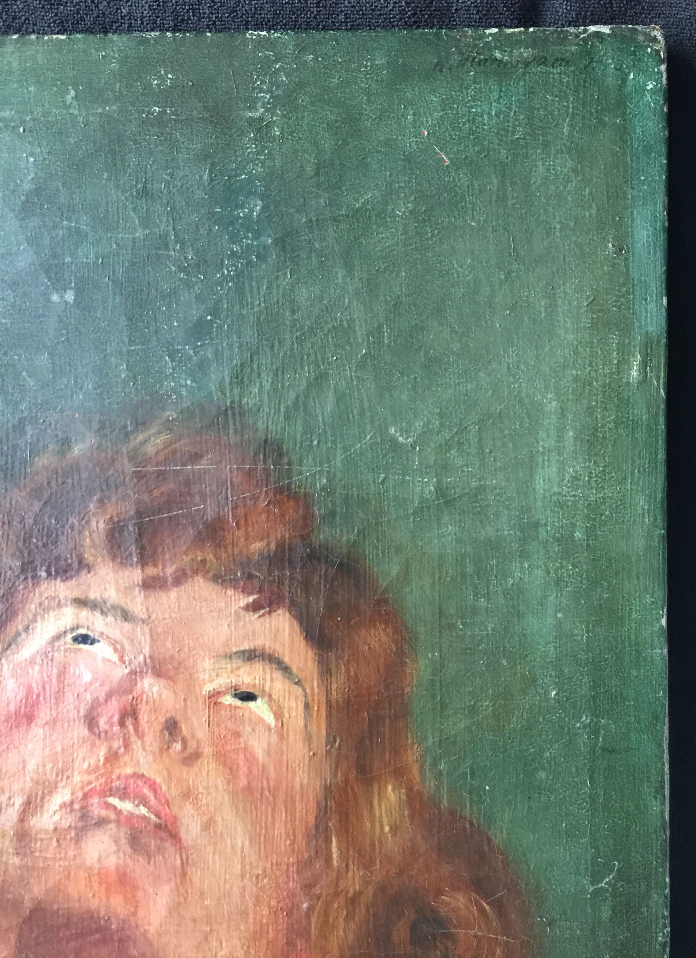 "portrait of man" oil on canvas signed mantovani 1918