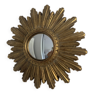 Vintage mirror 1960 sun witch's eye gold - 26 cm