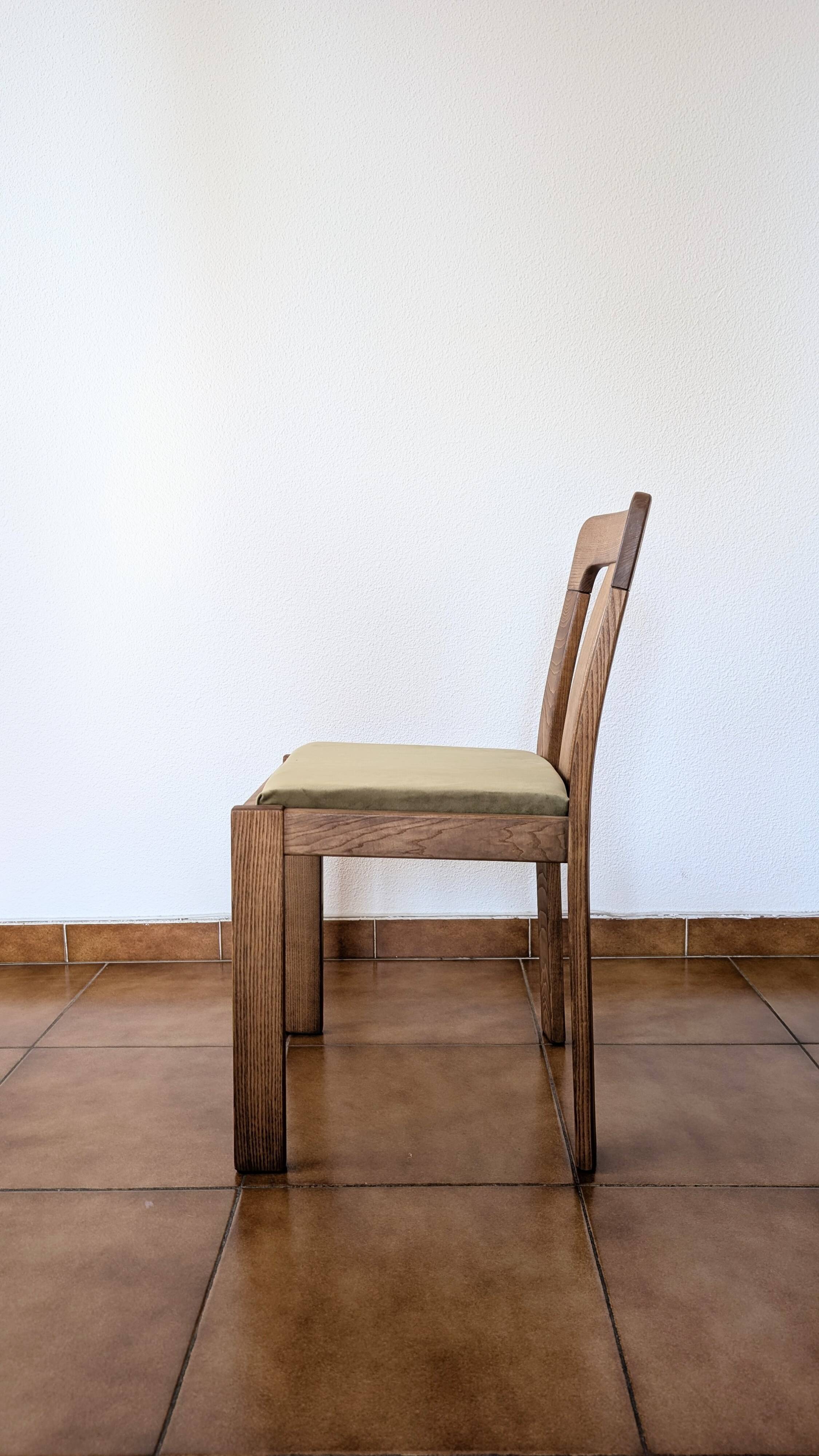 Vintage mahogany chairs – sage green velvet – German design