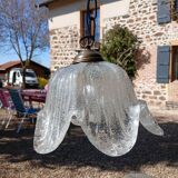 Vintage frosted blown glass pendant light