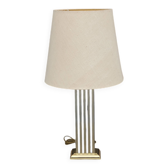 Hollywood Regency style Le Dauphin lamp from the 70s/80s in gilded brass and silver metal