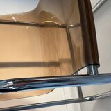 Armchair in chrome tubular metal and smoked plexiglass