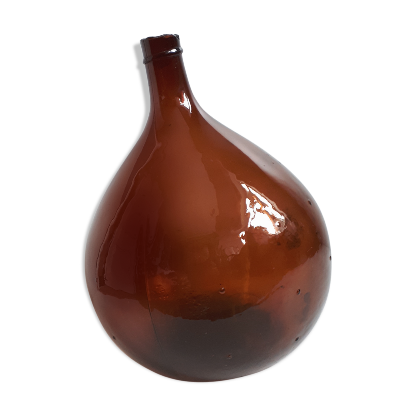 Demijohn 10L round dark brown blown glass