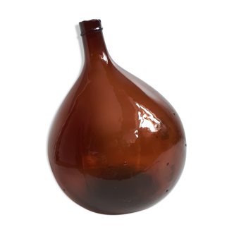 Demijohn 10L round dark brown blown glass