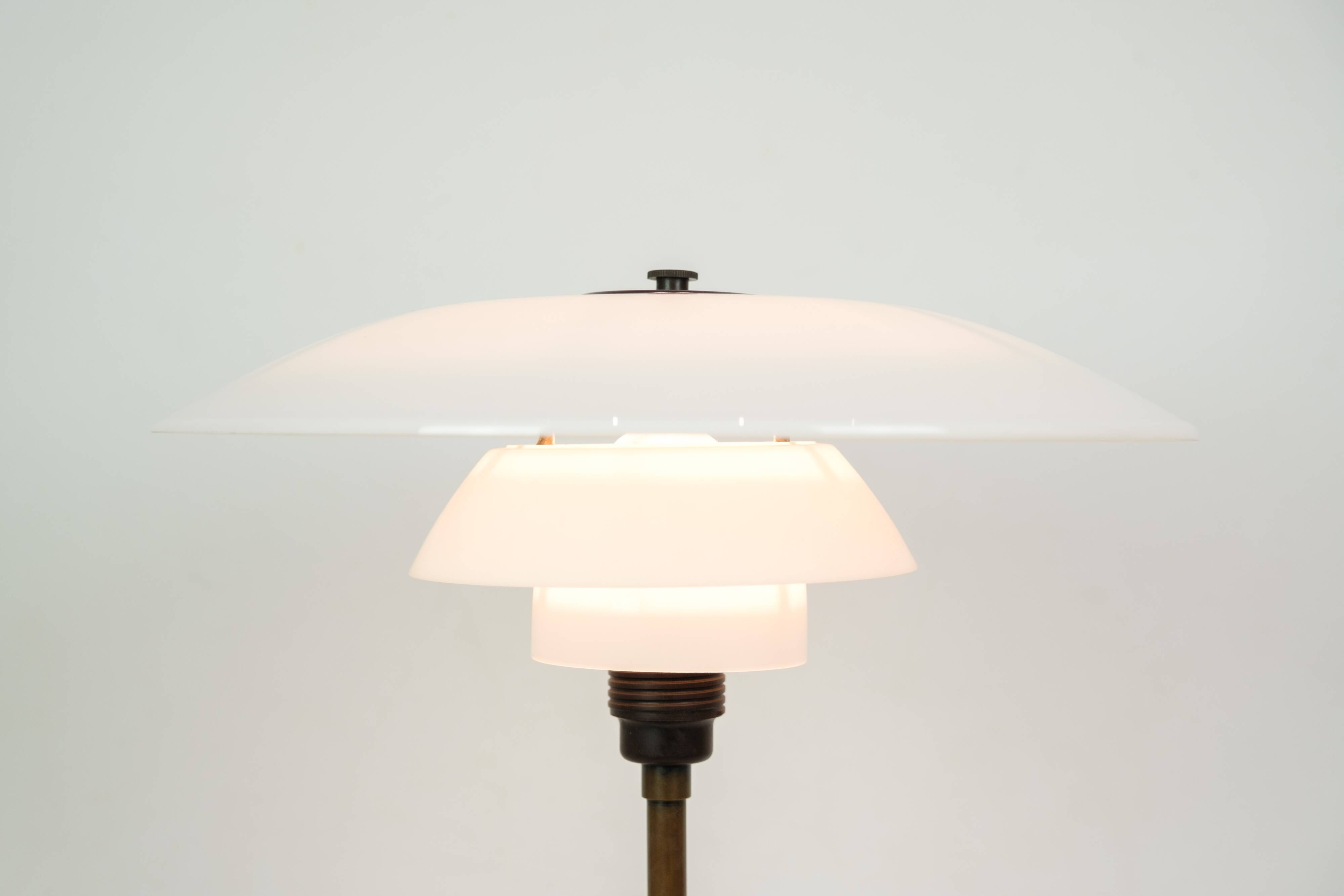Table Lamp PH 4/2½ Made With White Opal Glass & Burnished Brass By Poul Henningsen From 1930s