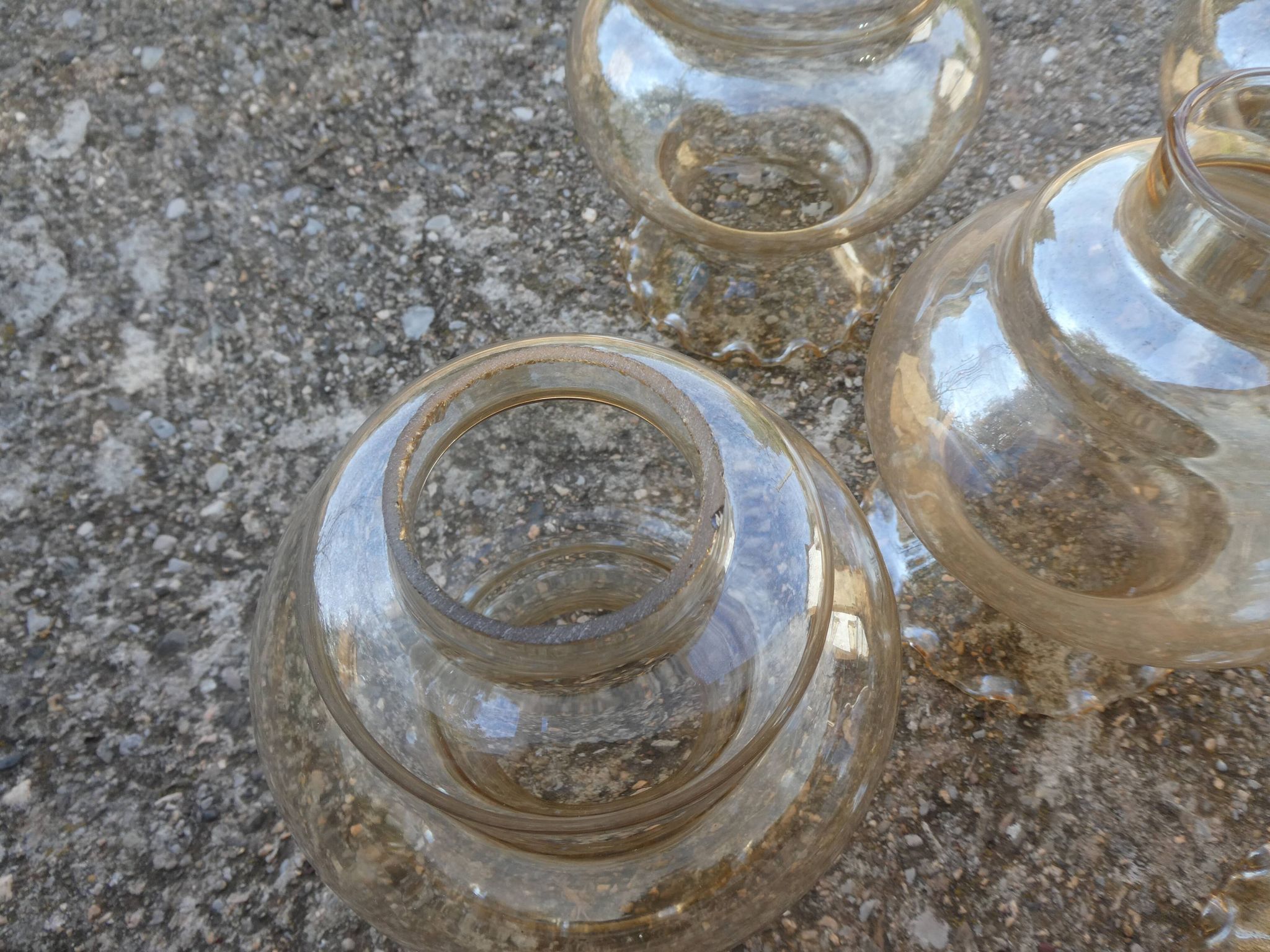 Lot de 6 globes en verre ambré