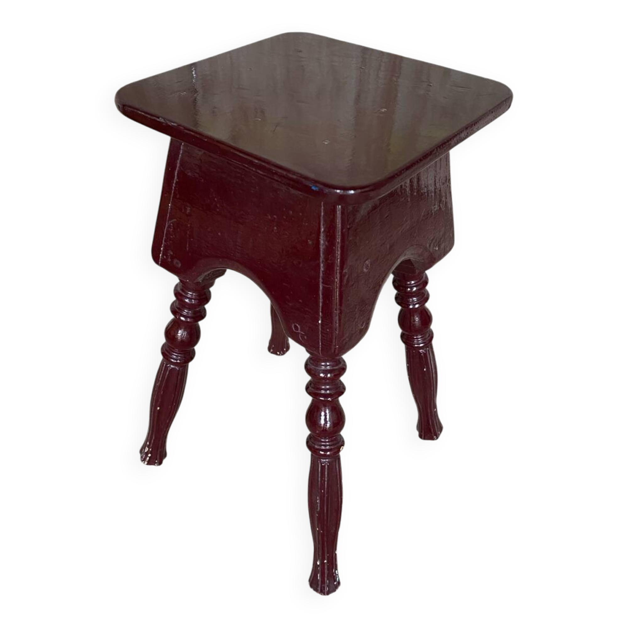 Vintage Bordeaux Turned Legs Wooden Stool #D546
