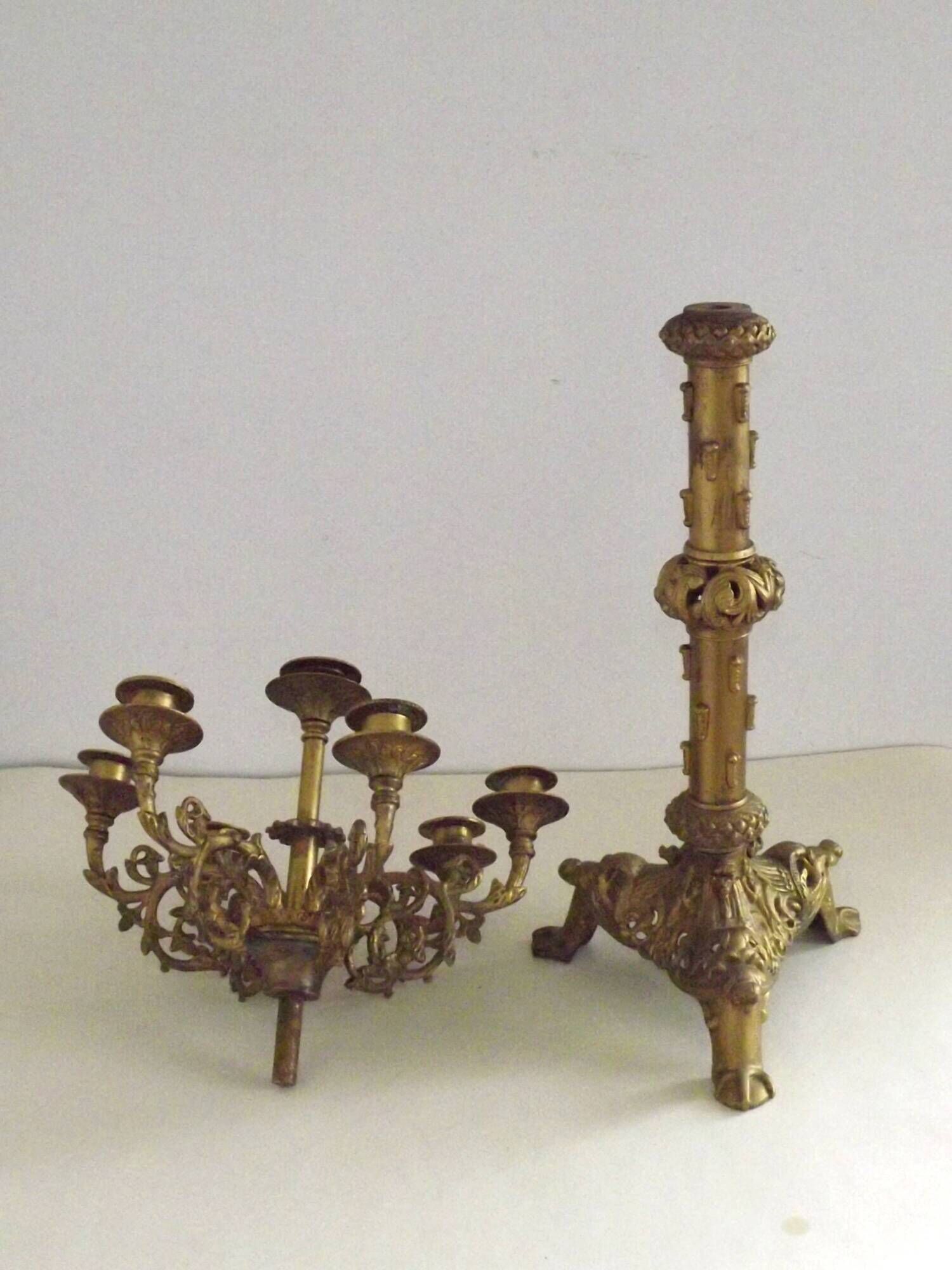 Magnificent French Louis XVI Style Bronze Seven-Light Candelabra LF Paris