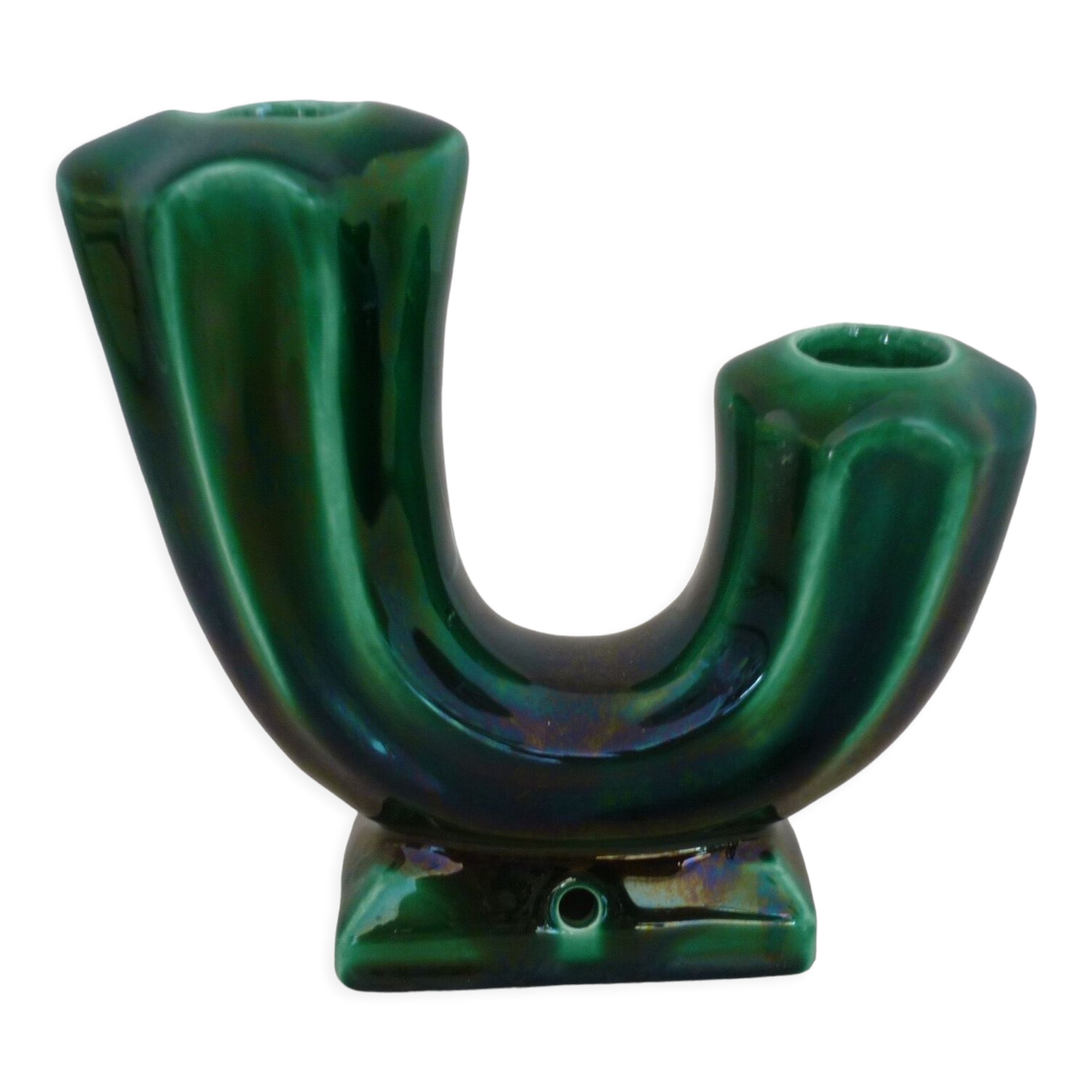 Vintage stylized cactus green candle holder