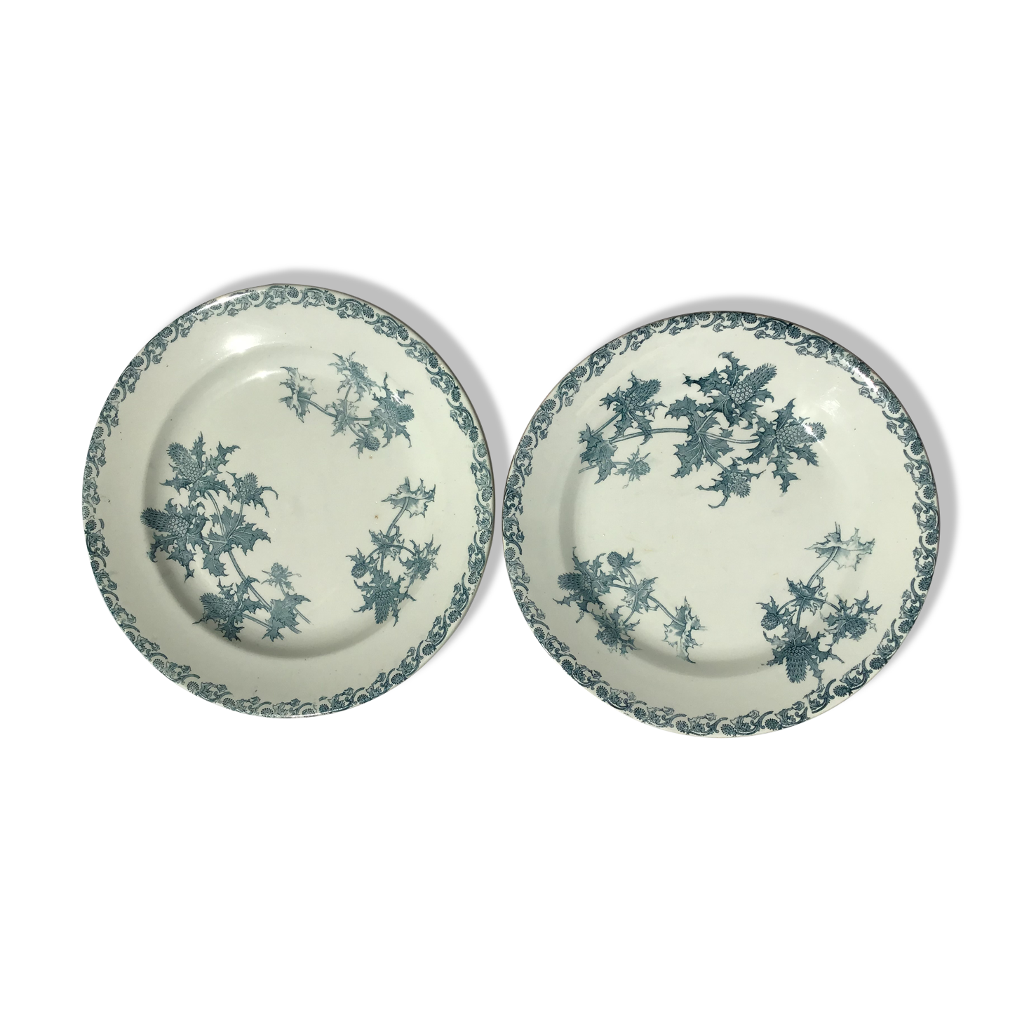 Iron Earth dishes thistle 29 and 32cm L.G Righi blue ink