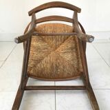 Wood and straw armchair from the 70s