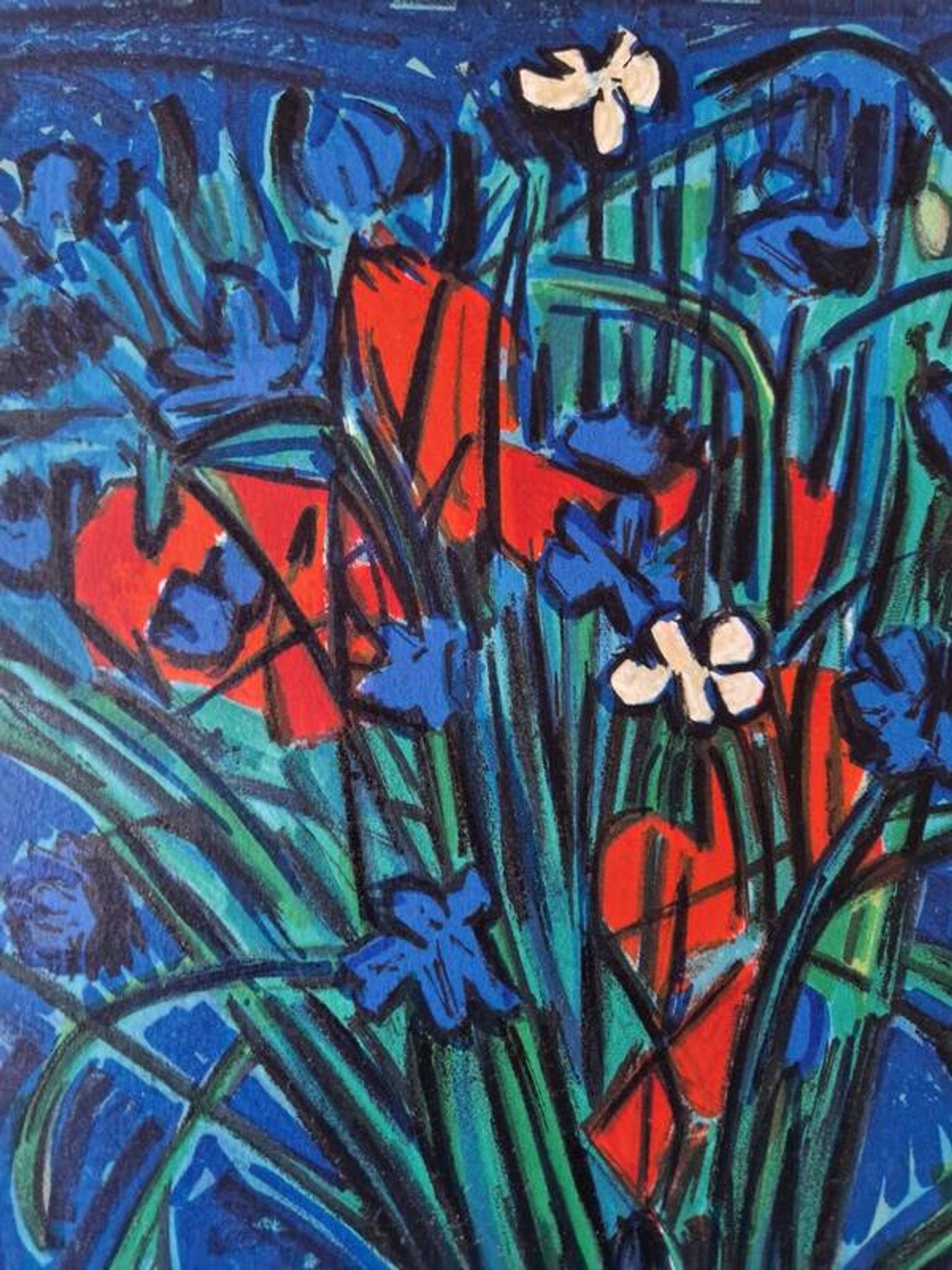 Isis Kischka (1908-1973) - Colour lithograph - Bouquet of flowers