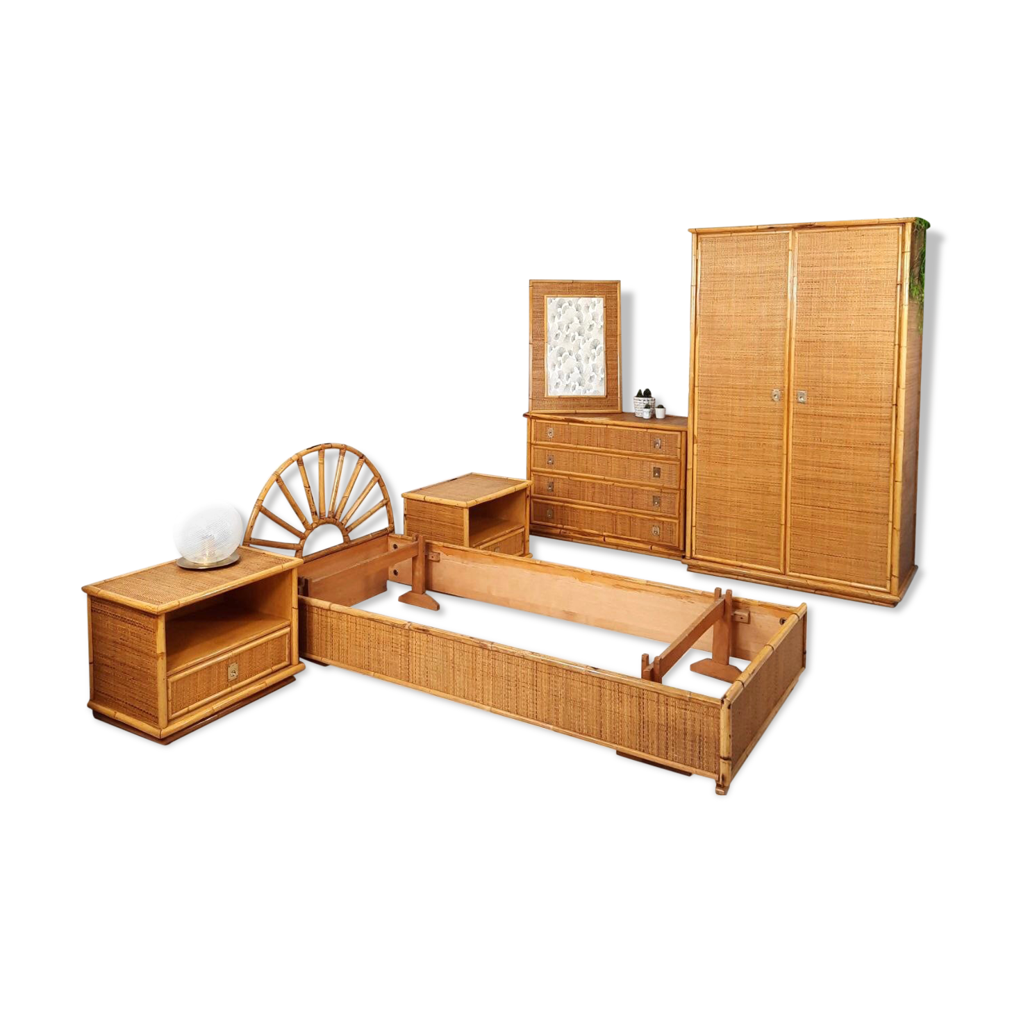 Vintage bamboo bedroom, Dal vera, wicker