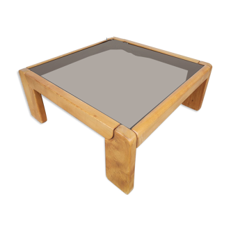 Elm coffee table and smoked glass