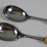 Vintage salad service Solingen in stainless steel and bamboo – Germany