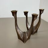 set of 2 Midcentury Brutalist Bronze Candleholder, Michael Harjes, Germany 1960s