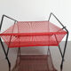 Vinyl record holder, vintage, metal and red scoubidou , rak 50s