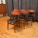 Ensemble de six chaises de style Børge Mogensen Farstrup, Danemark, années 1960.
