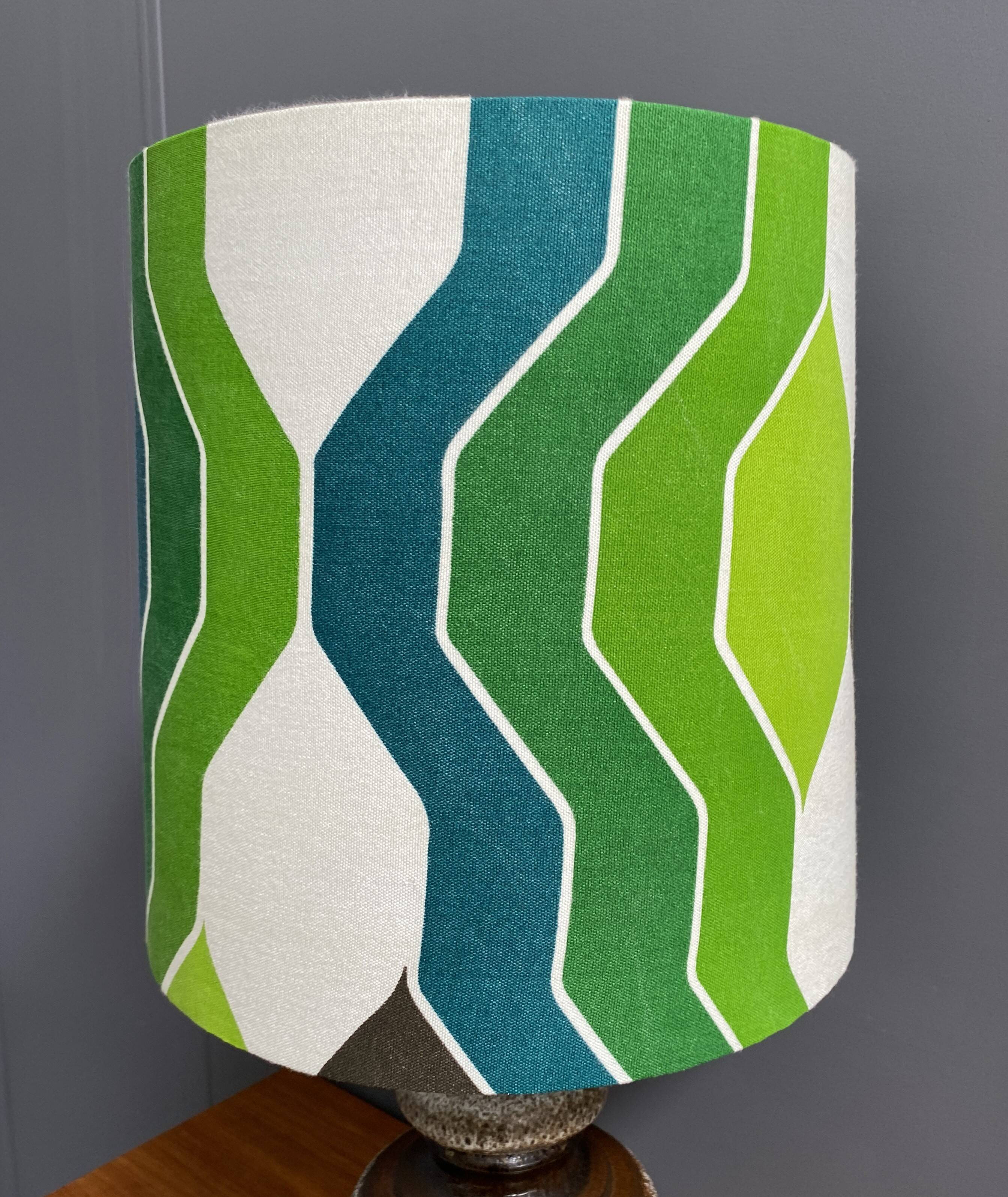 Ceramic table lamp green shade by  Hustadt-leuchten 1970s