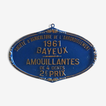 Plaque agricole bleue de 1965