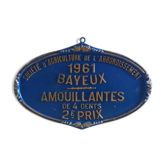 Plaque agricole bleue de 1965