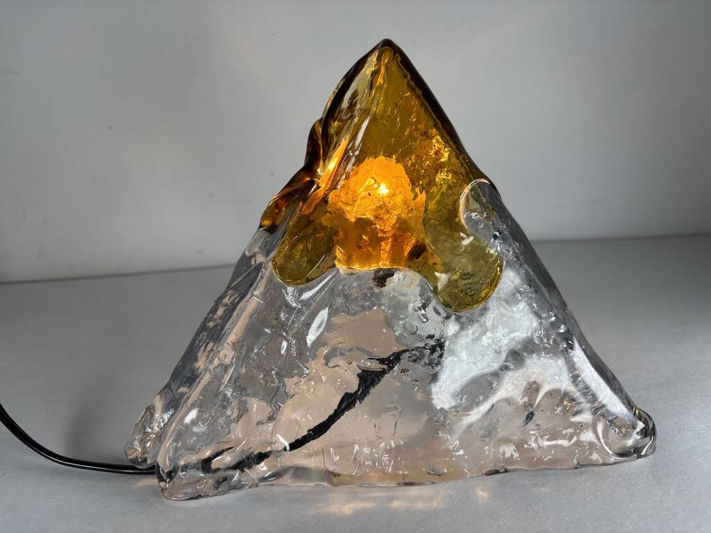 Mazzega Nason Murano orange pyramid lamp 1970 vintage Italy