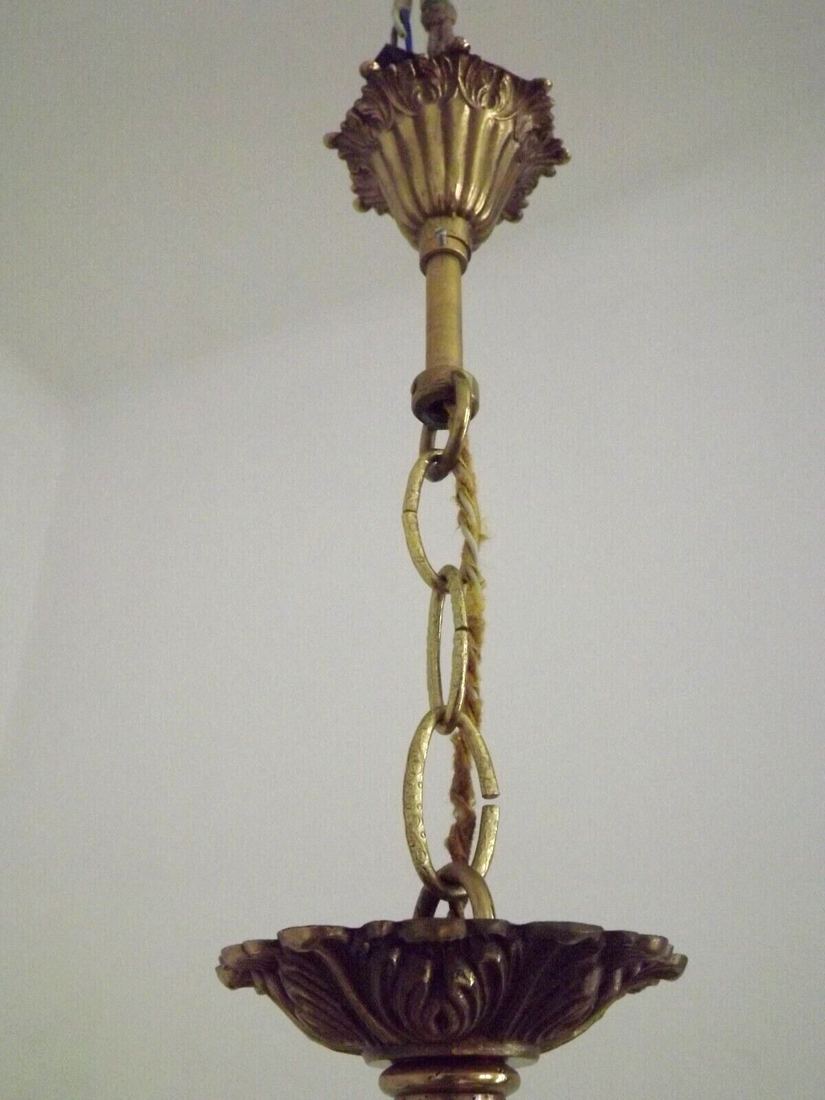 Vintage french bronze 5 light chandelier with leaf detail 3936