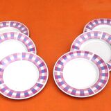 6 small porcelain plates with checkerboard decor
